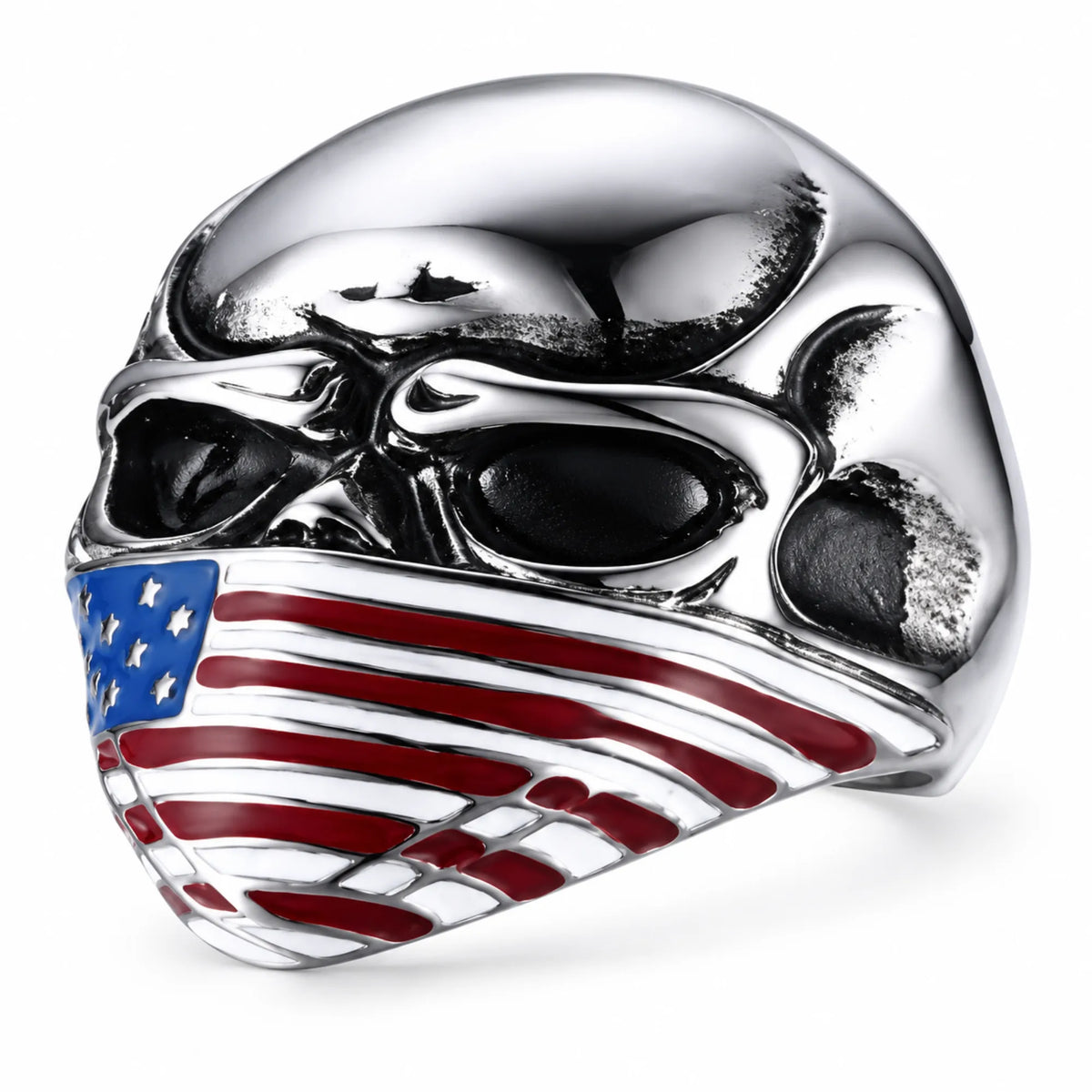Stainless Steel Flag Face Biker Ring