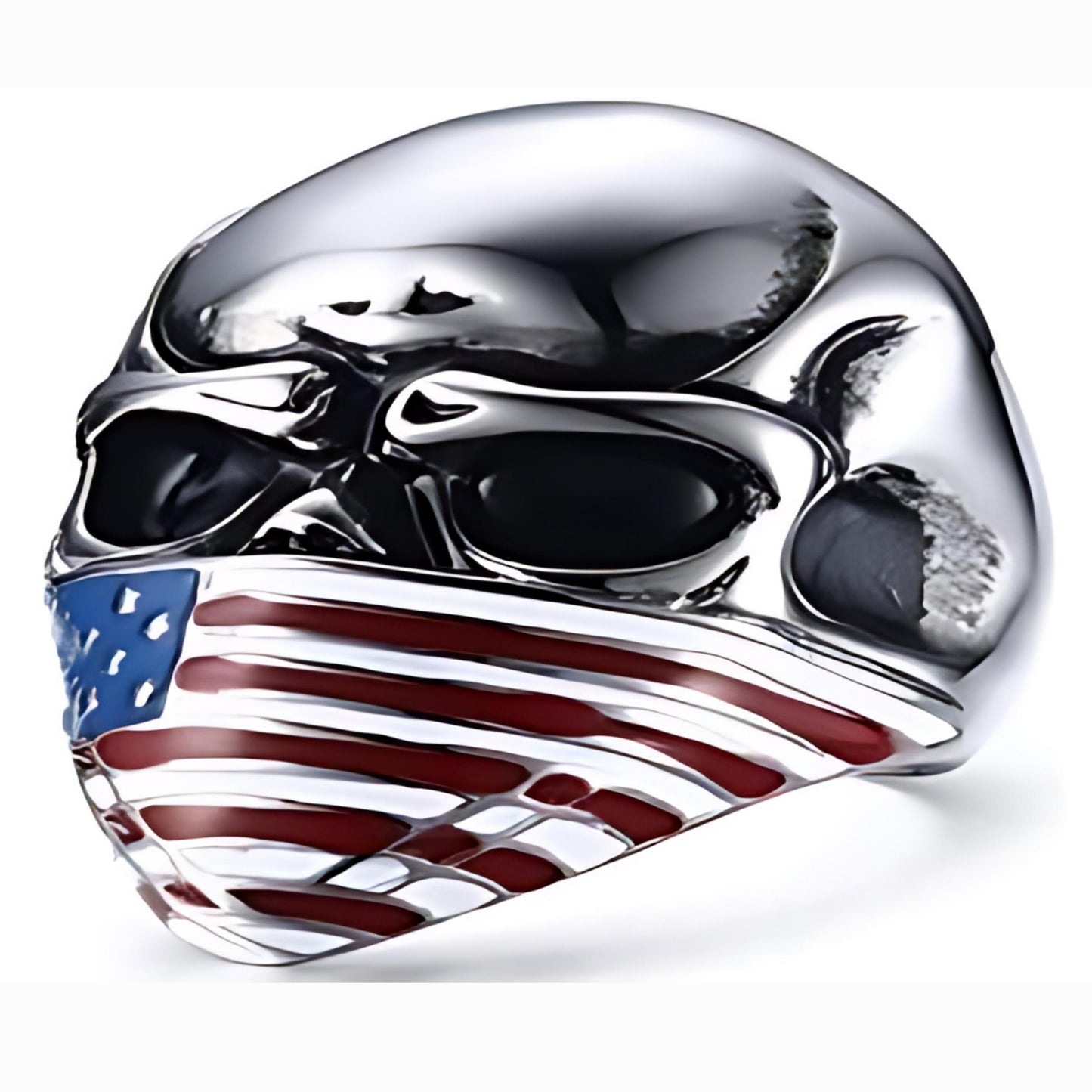 R165 Stainless Steel Flag Face Biker Ring