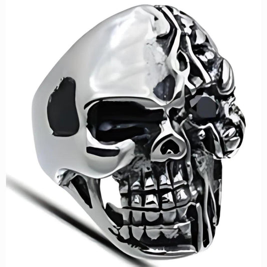 R176 Stainless Steel Half Face Biker Ring