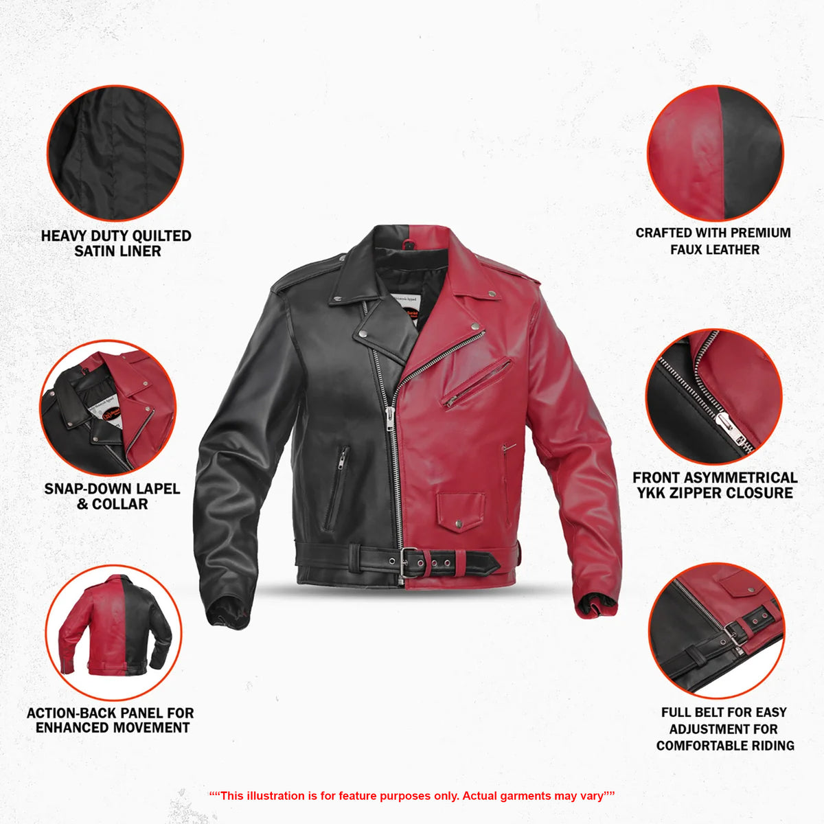 Ruinborn Men’s Faux Leather Motorcycle Jacket