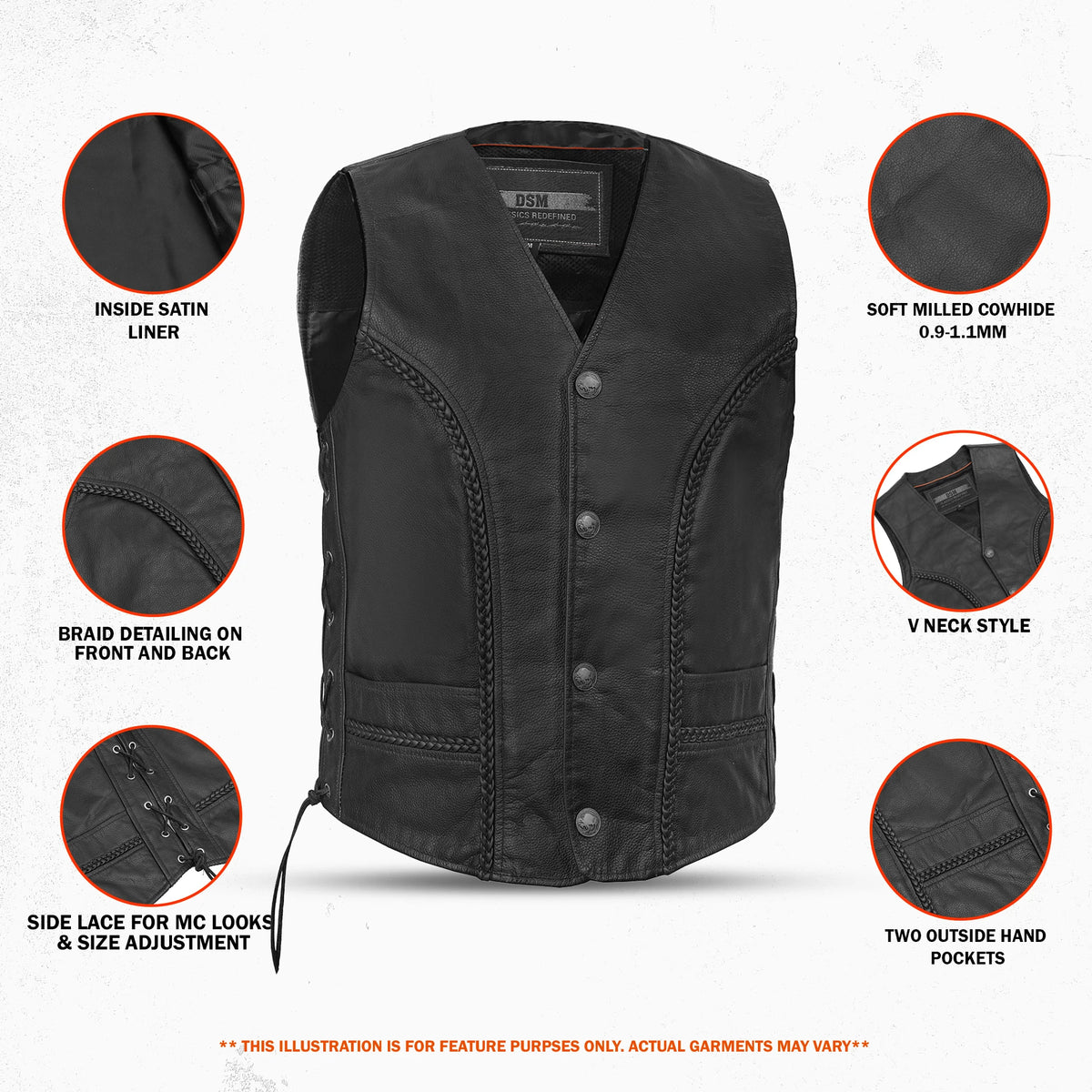 Rustler™ - Men's Motorcycle Leather Vest