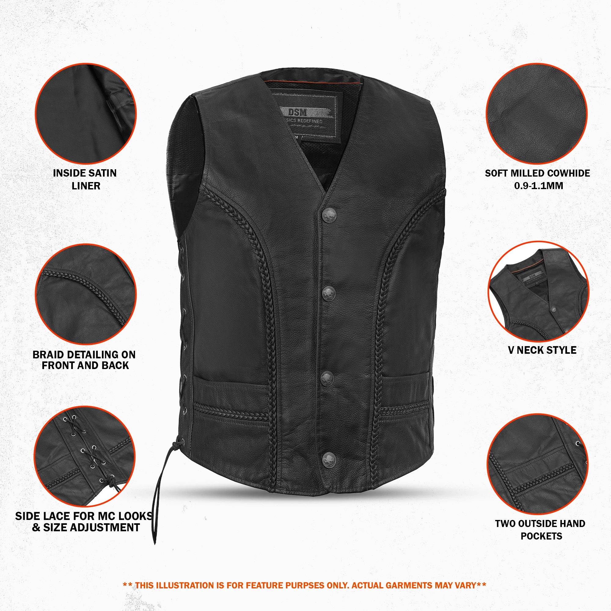 Rustler™ - Men's Motorcycle Leather Vest