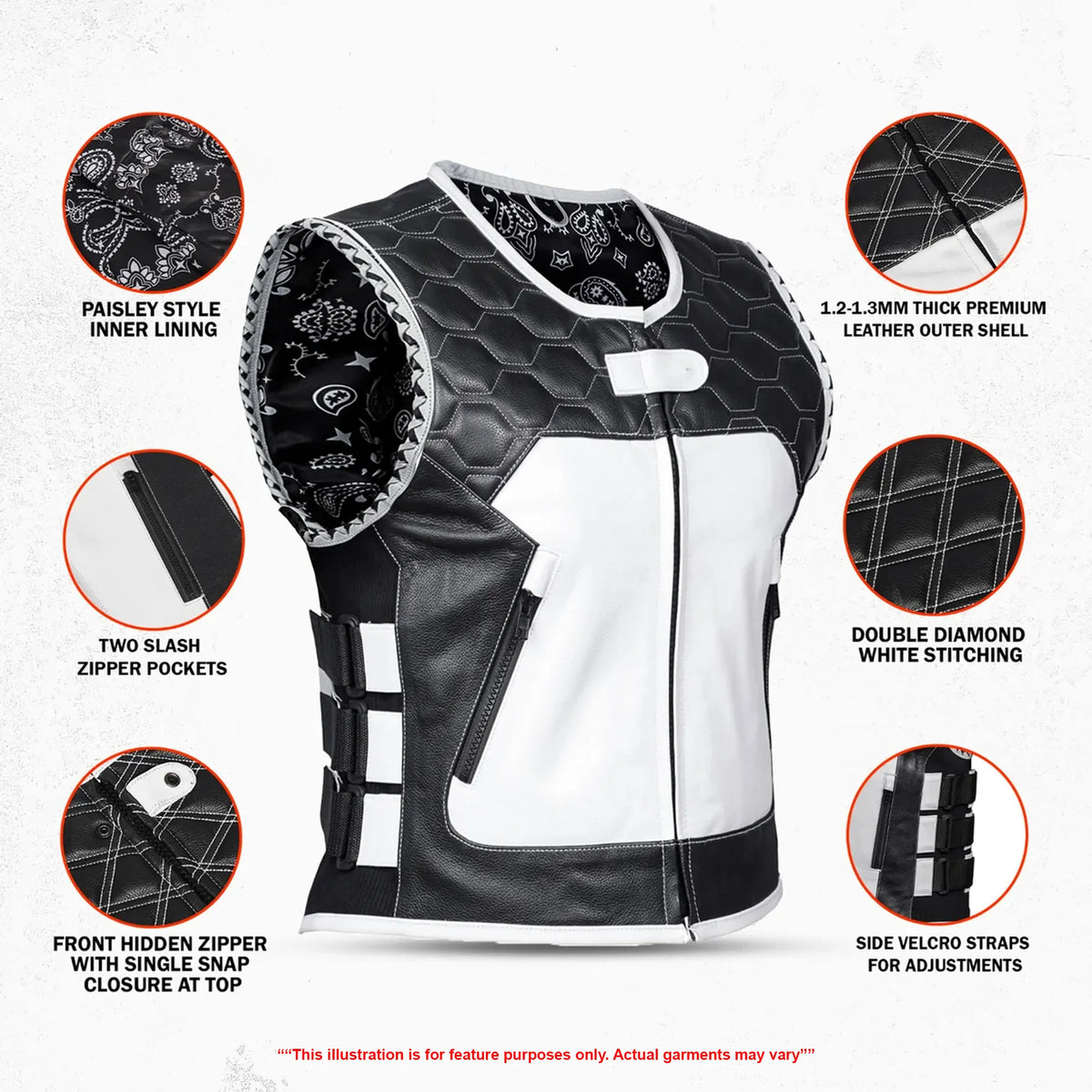 Shadow Pearl Women's Leather Motorcycle Vest