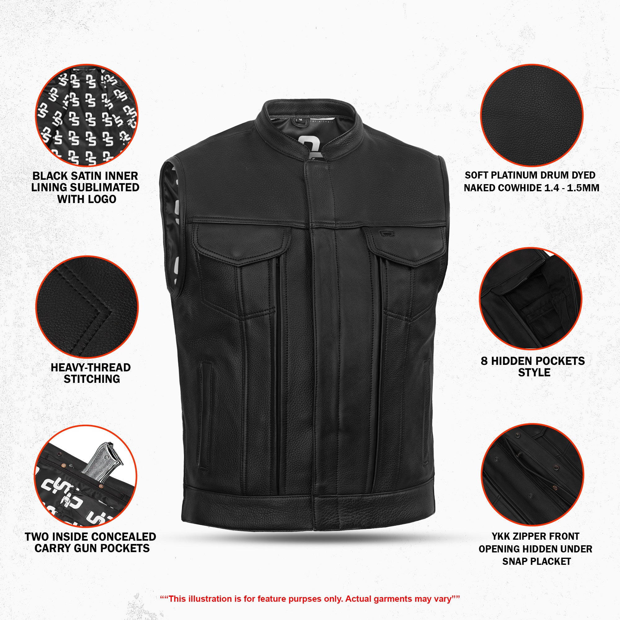 Shockster – Men’s Motorcyale Leather Vest