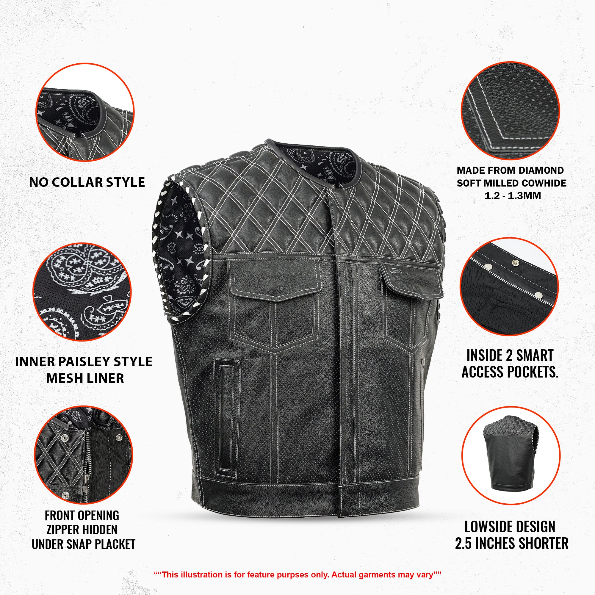 Sledgehammer™ Perforated Lowcut Summer Spark Men's Leather Vest