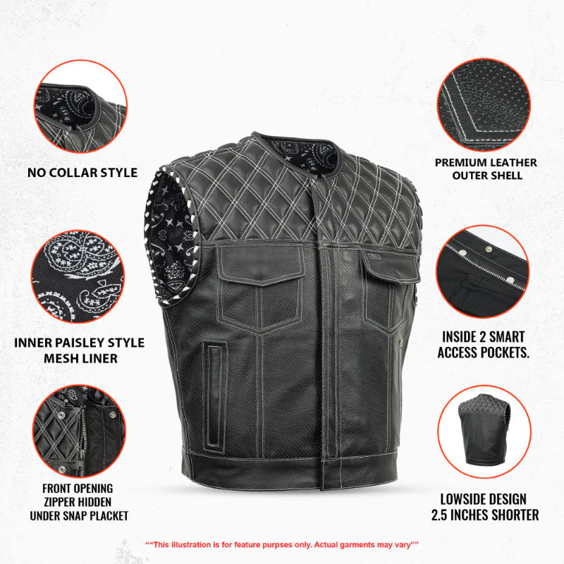 Sledgehammer - Perforated Lowcut Summer Spark Men's Leather Vest