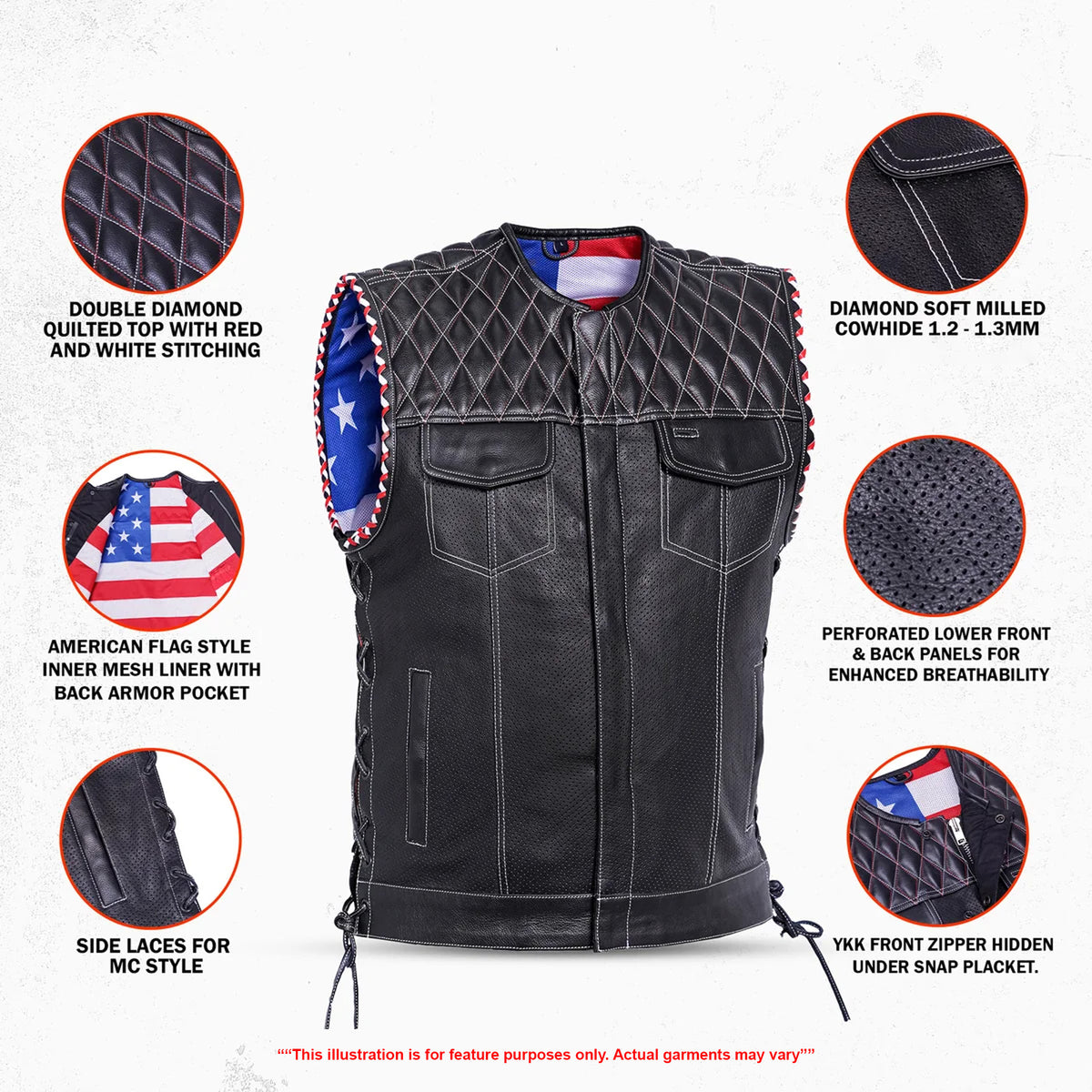 Star Shield™ Men’s Motorcycle Leather Vest