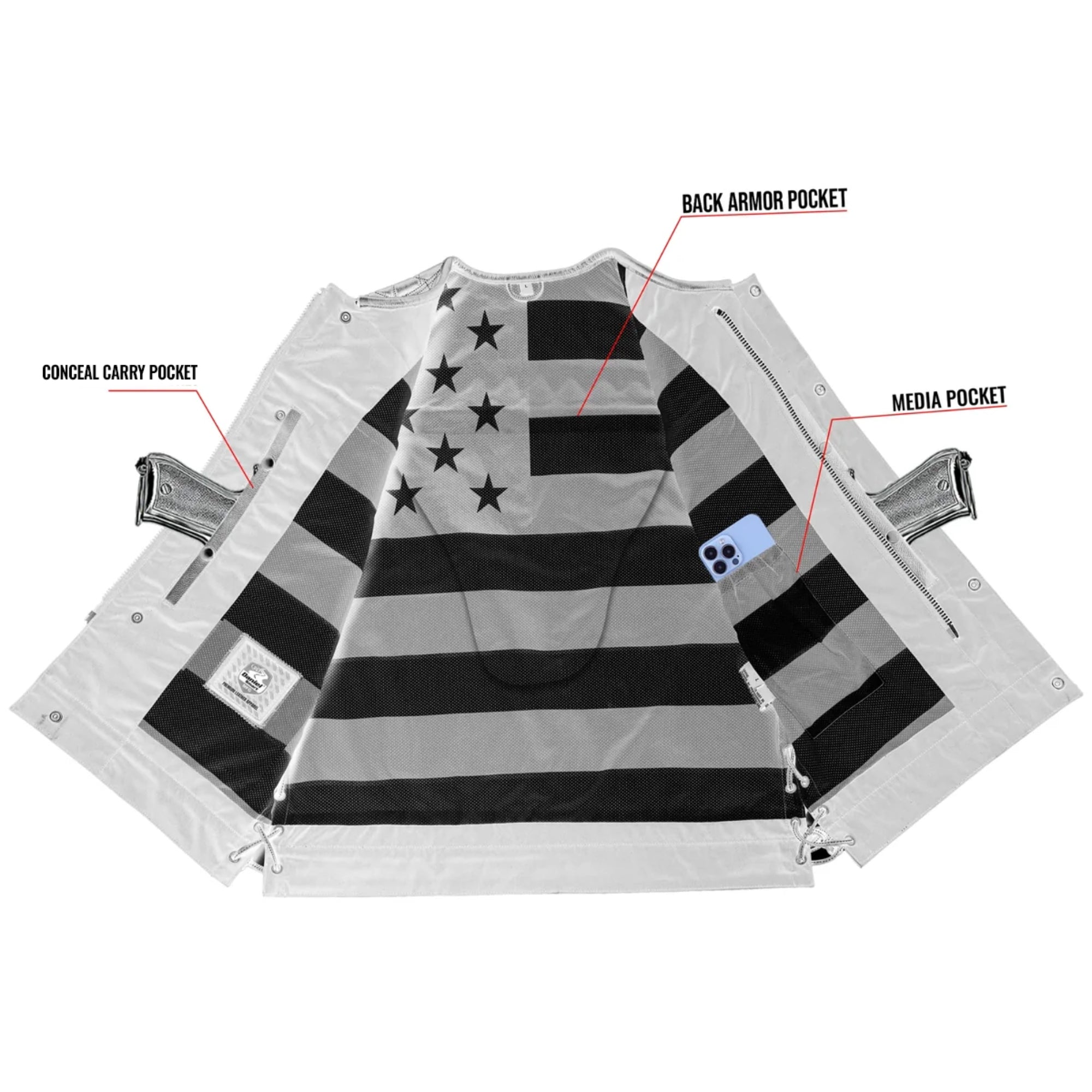 Star Shield™ Men’s Motorcycle Leather Vest
