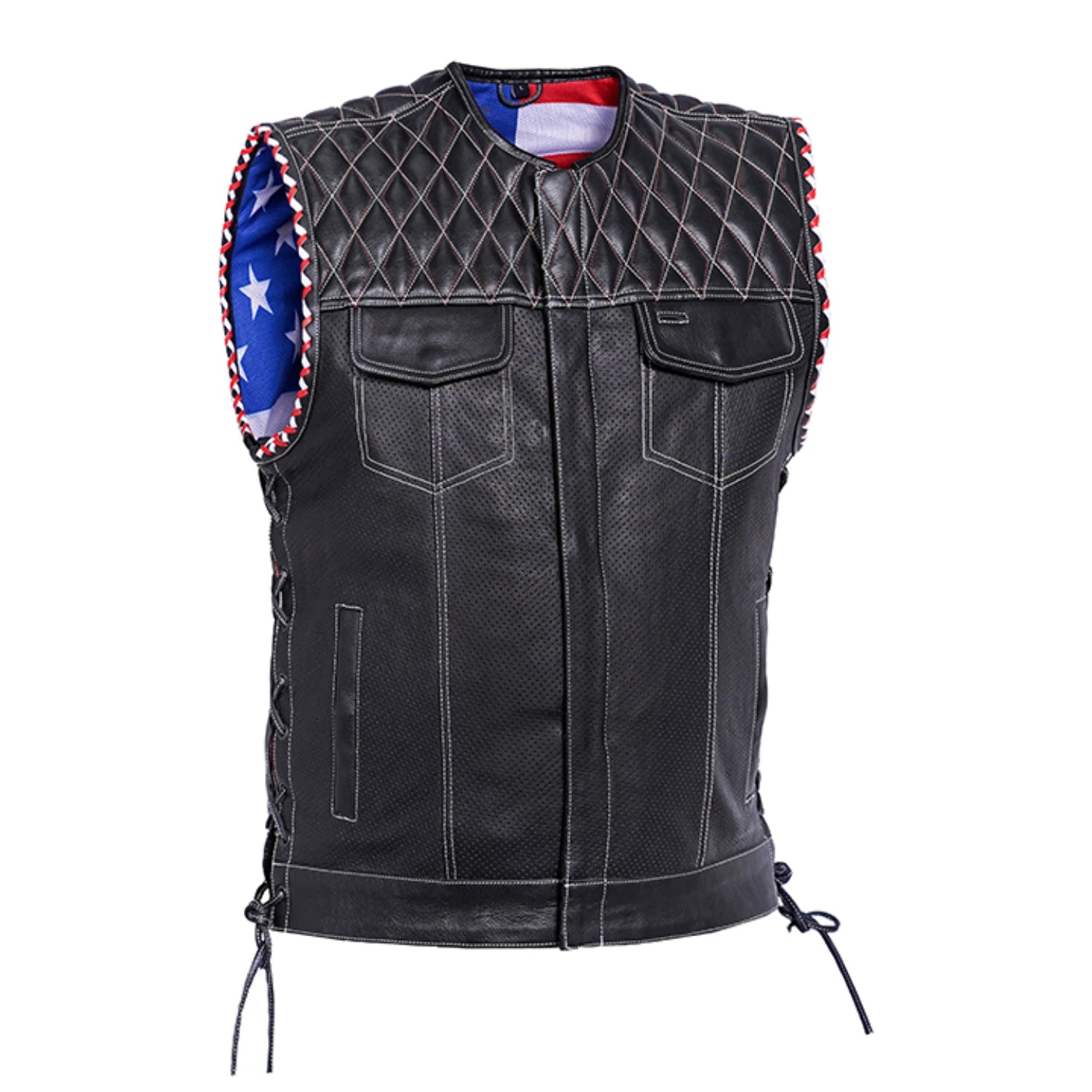 Star Shield Men’s Motorcycle Leather Vest