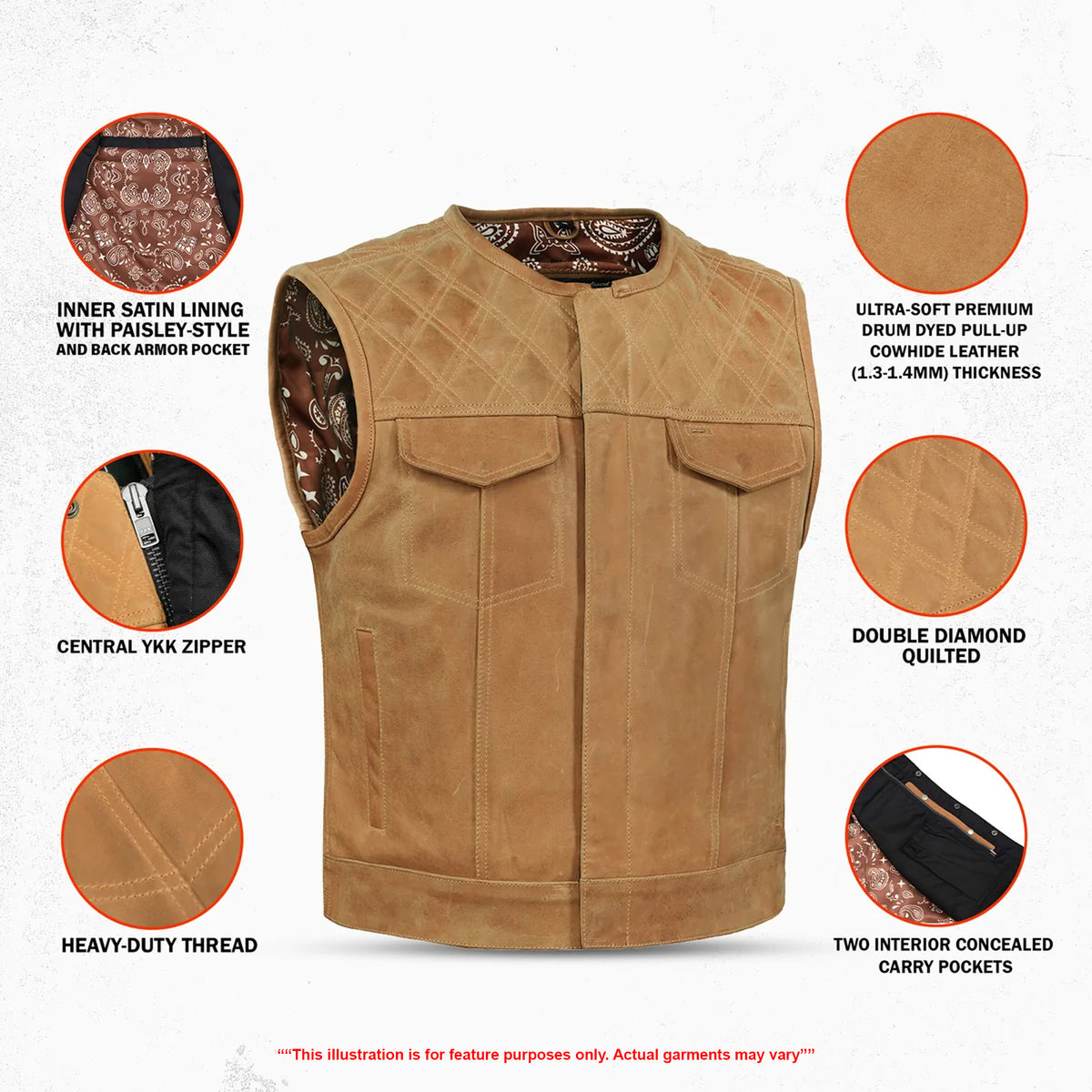 Timberline™ Lowcut Men’s Motorcycle Leather Vest
