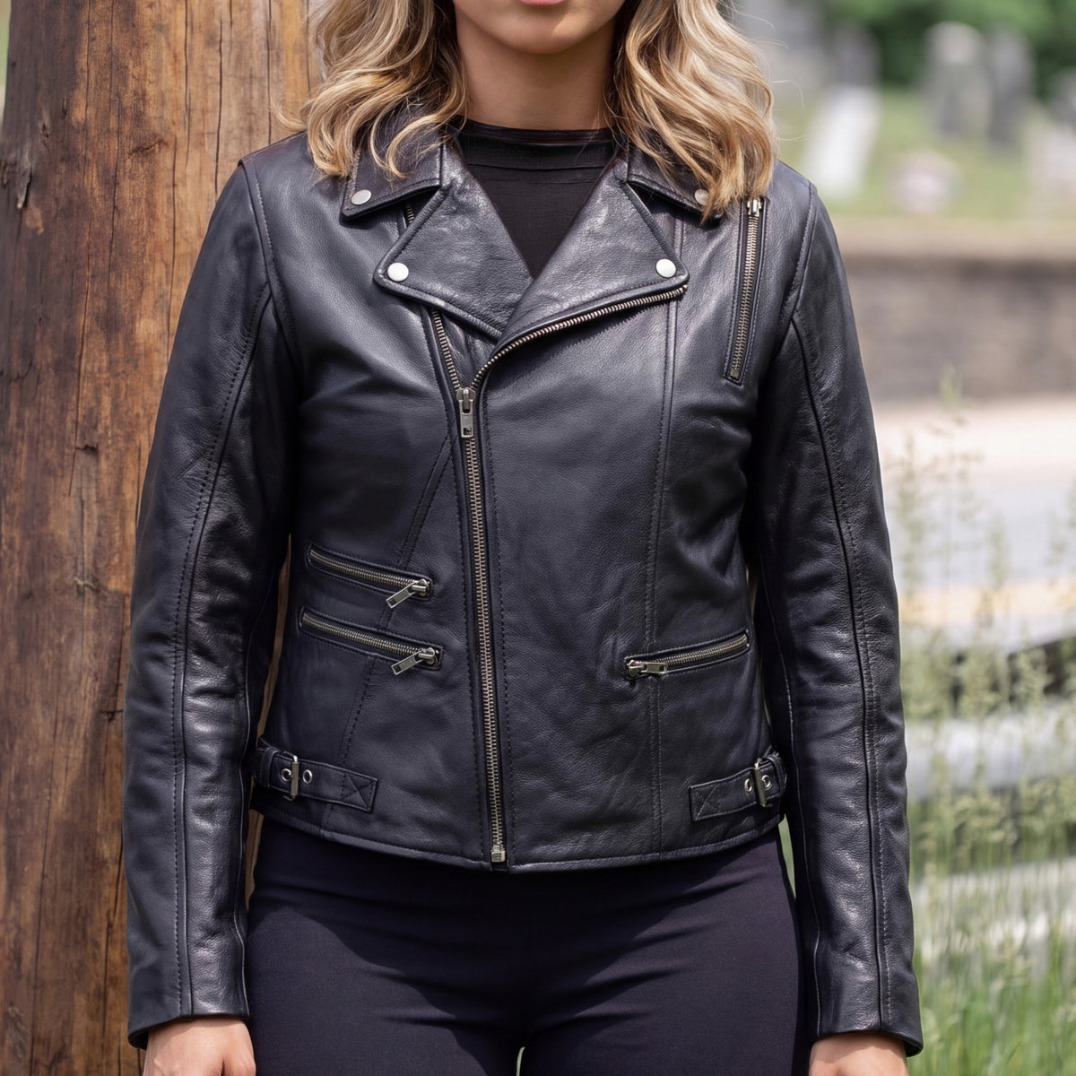 Rebel Rose Women's Leather Motorcycle Jacket