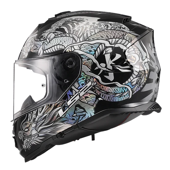 Assault Warrior Full Face Motorcycle Helmet W/ SunShield Krome Silver Black-Daniel Smart Mfg - Retail