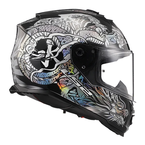 Assault Warrior Full Face Motorcycle Helmet W/ SunShield Krome Silver Black-Helmets-Daniel Smart Mfg - Retail