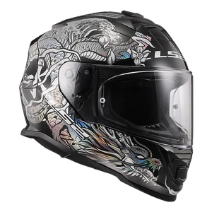 Assault Warrior Full Face Motorcycle Helmet W/ SunShield Krome Silver Black-Helmets-Daniel Smart Mfg - Retail