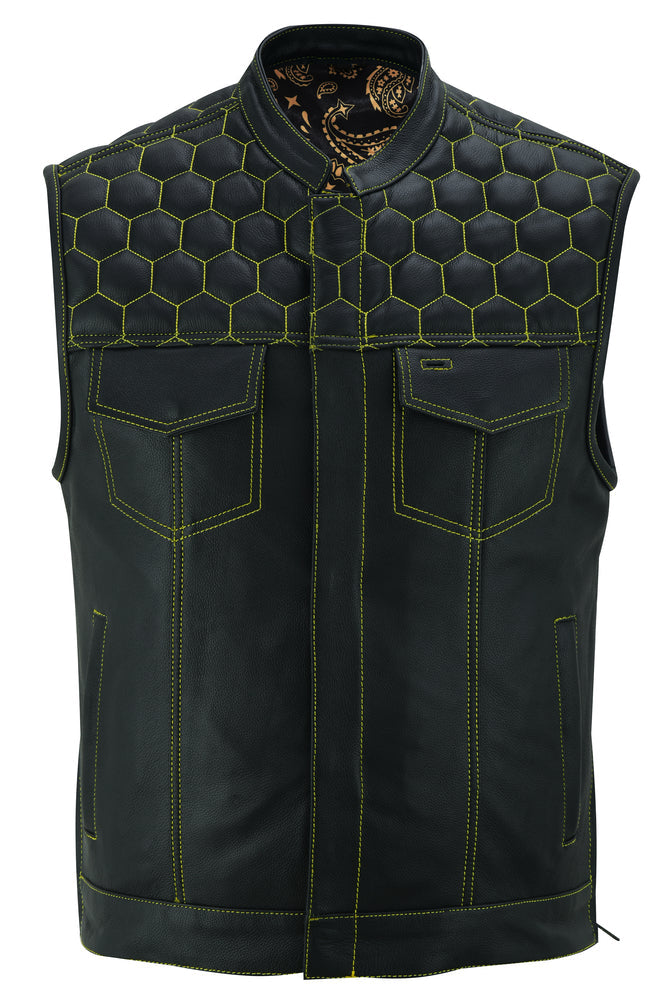 Auric - Men's Motorcycle Leather Vest-Mens Leather Vests-Daniel Smart Mfg - Retail