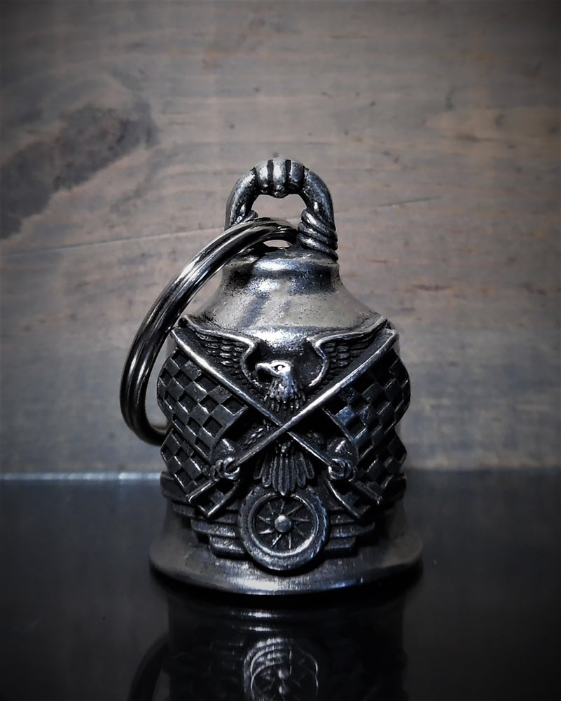 Race Flag Eagle Bell - Lead-Free Pewter with Gift Bag