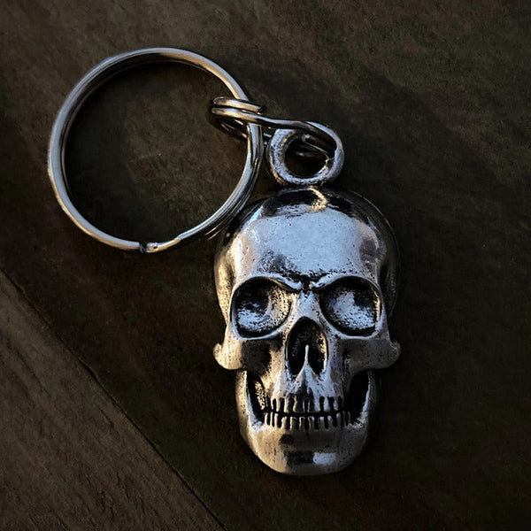 Evil Skull Keychain with Nickel-Plated Rings
