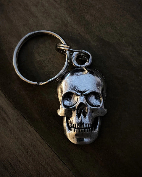 Evil Skull Keychain with Nickel-Plated Rings