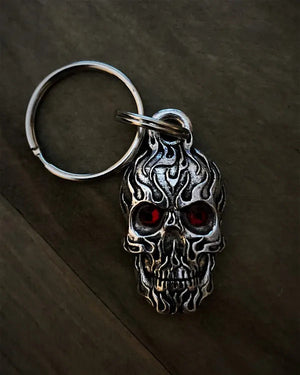 BBK-111 Flame Skull Diamond Keychain-Wallet Chains/Key Leash-Daniel Smart Mfg - Retail
