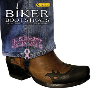 BBS-BC4 Weather Proof- Boot Straps- Breast Cancer- 4 inch-Biker Boot Straps-Daniel Smart Mfg - Retail