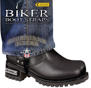 BBS/AB6 Weather Proof- Boot Straps- American Biker- 6 Inch-Biker Boot Straps-Daniel Smart Mfg - Retail