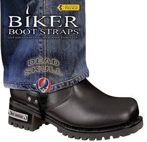 BBS/DS6 Weather Proof- Boot Straps- Dead Skull- 6 Inch-Biker Boot Straps-Daniel Smart Mfg - Retail