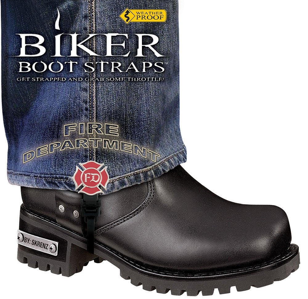 BBS/FD6 Weather Proof- Boot Straps- Fire Department- 6 Inch-Biker Boot Straps-Daniel Smart Mfg - Retail