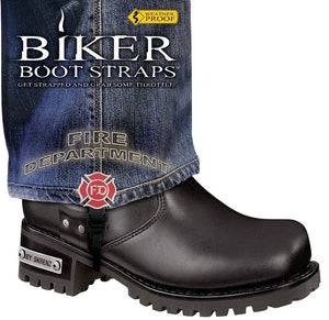 BBS/FD6 Weather Proof- Boot Straps- Fire Department- 6 Inch-Biker Boot Straps-Daniel Smart Mfg - Retail