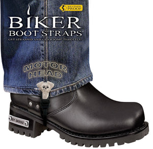 BBS/MH6 Weather Proof- Boot Straps- Motor Head- 6 Inch-Biker Boot Straps-Daniel Smart Mfg - Retail