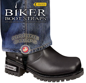 BBS/MR6 Weather Proof- Boot Straps- Marine Corps- 6 Inch-Biker Boot Straps-Daniel Smart Mfg - Retail