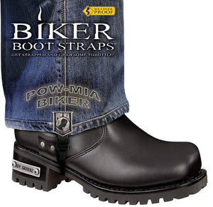 BBS/PW6 Weather Proof- Boot Straps- POW MIA- 6 Inch-Biker Boot Straps-Daniel Smart Mfg - Retail