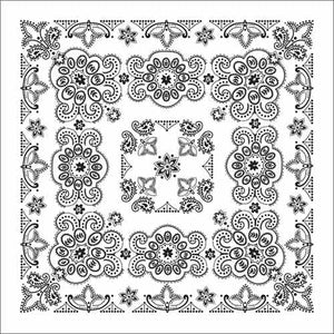 BD2506 Bandana Texas Paisley White [27" x27"]-Bandanas-Daniel Smart Mfg - Retail