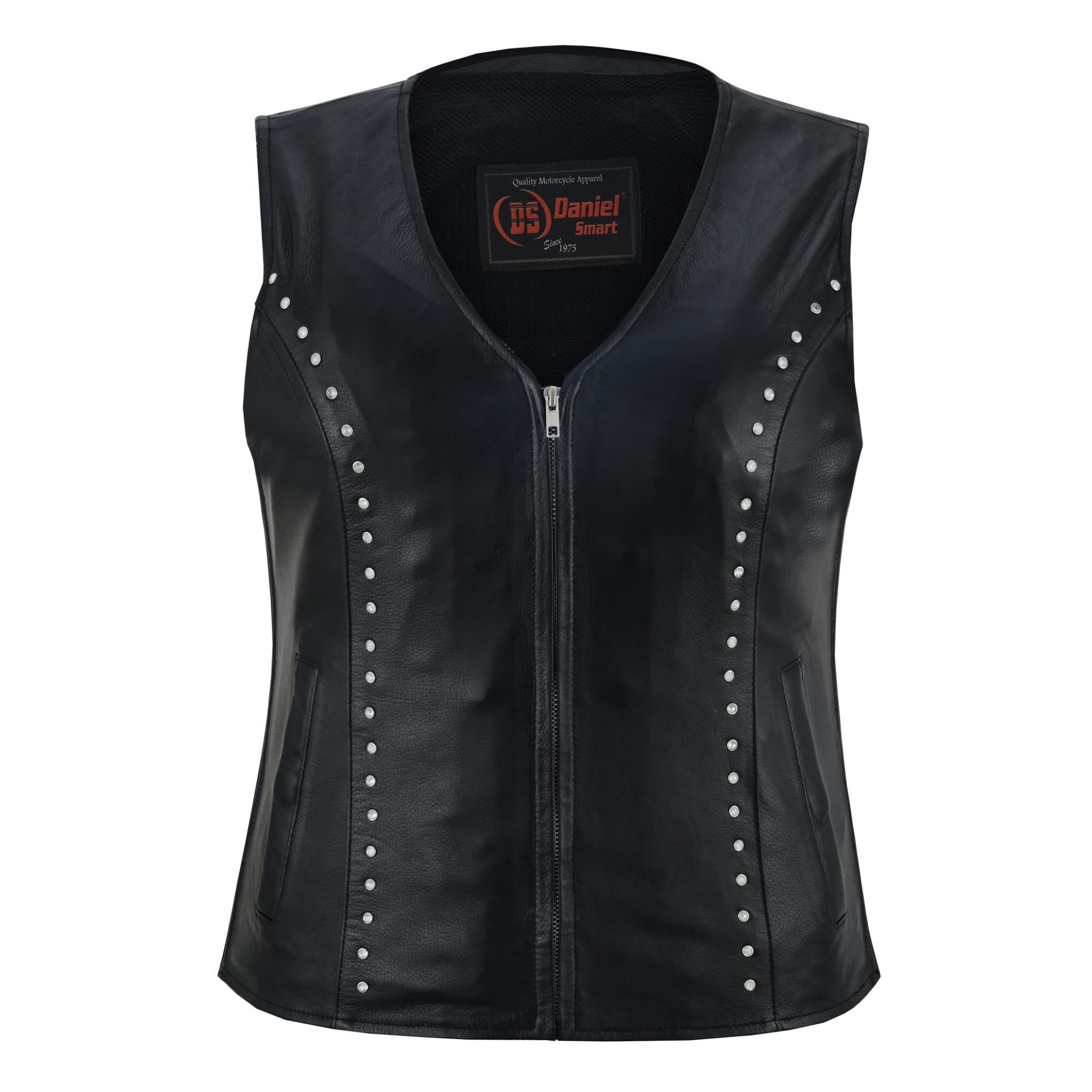 Biker Babe - Women's Leather Vest-Womens Leather Vests-Daniel Smart Mfg - Retail