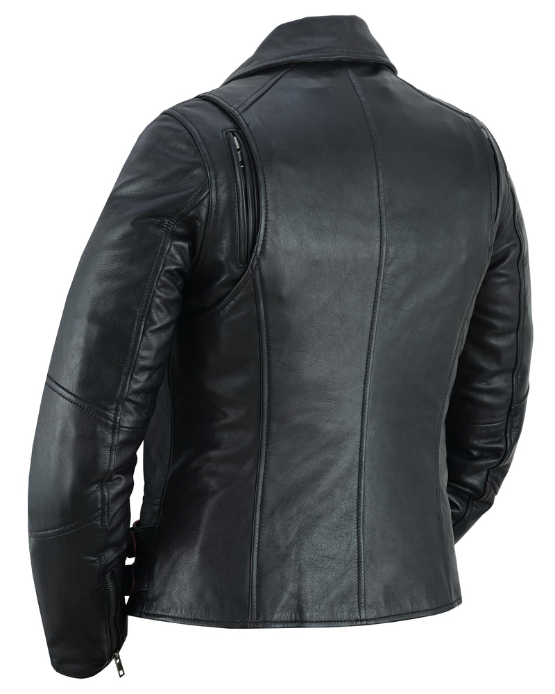 Black Pearl Women's Fashion Leather Jacket with Front Lace Accent-Daniel Smart Mfg - Retail