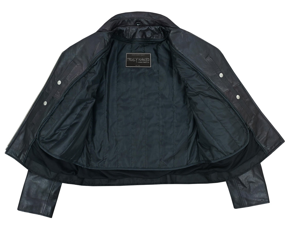 Black Pearl Women's Fashion Leather Jacket with Front Lace Accent-Women's Motorcycle Jackets-Daniel Smart Mfg - Retail