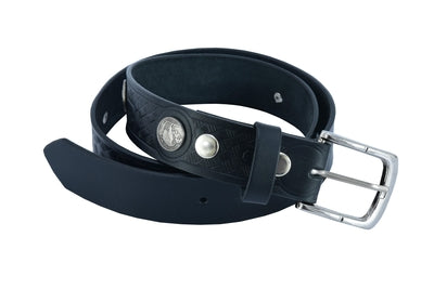 BLT2012 Classic Black Leather Belt with Buffalo Nickel-Daniel Smart Mfg - Retail