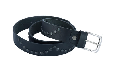 BLT2014 Super Cool Curved Pattern Studded Leather Belt-Daniel Smart Mfg - Retail