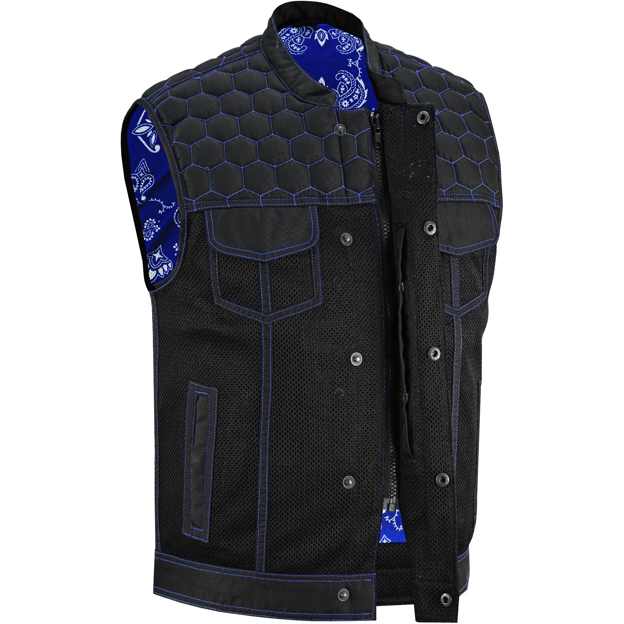 Blue Soul Men's Black Mesh Textile Vest with Blue Paisley Liner-Daniel Smart Mfg - Retail