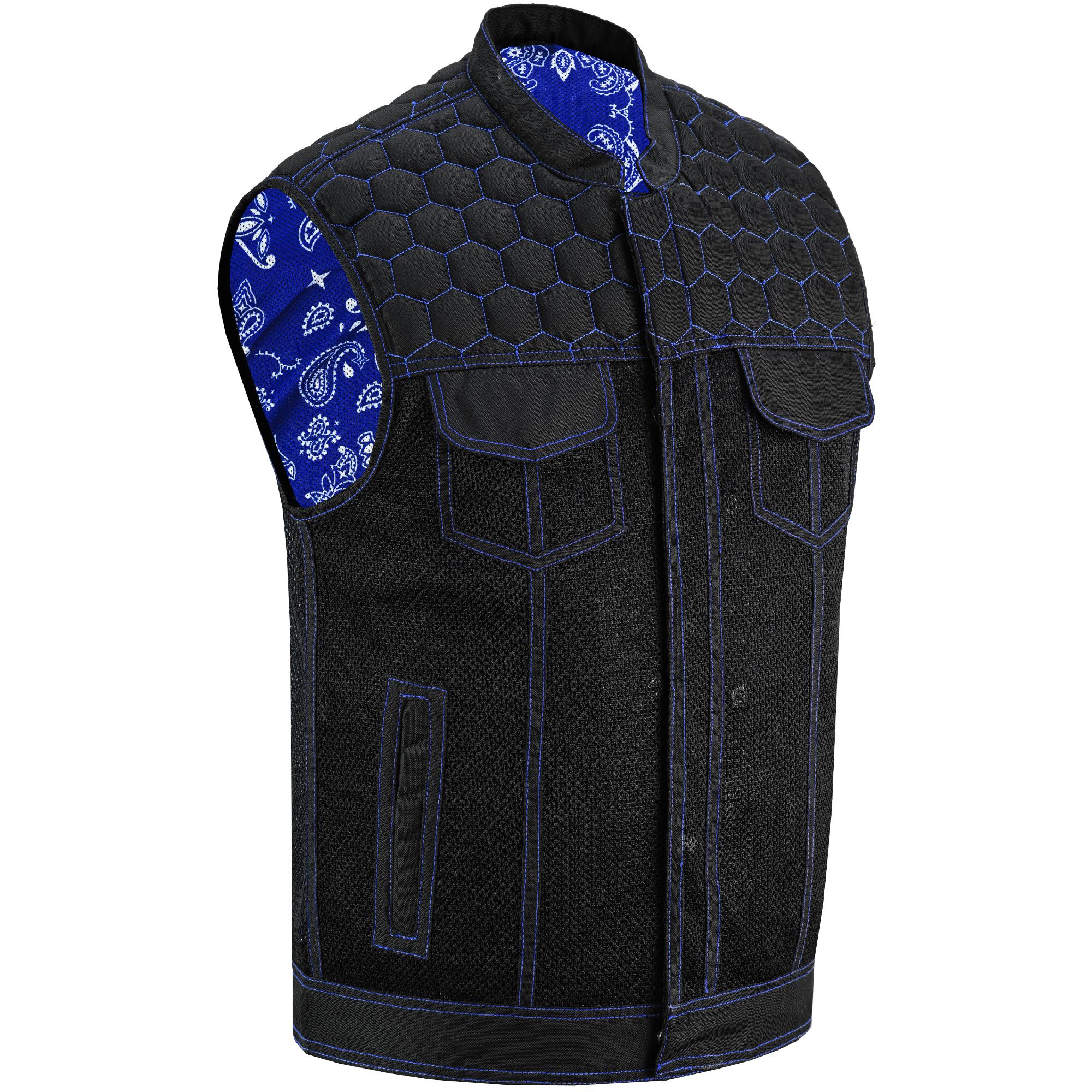 Blue Soul Men's Black Mesh Textile Vest with Blue Paisley Liner-Daniel Smart Mfg - Retail