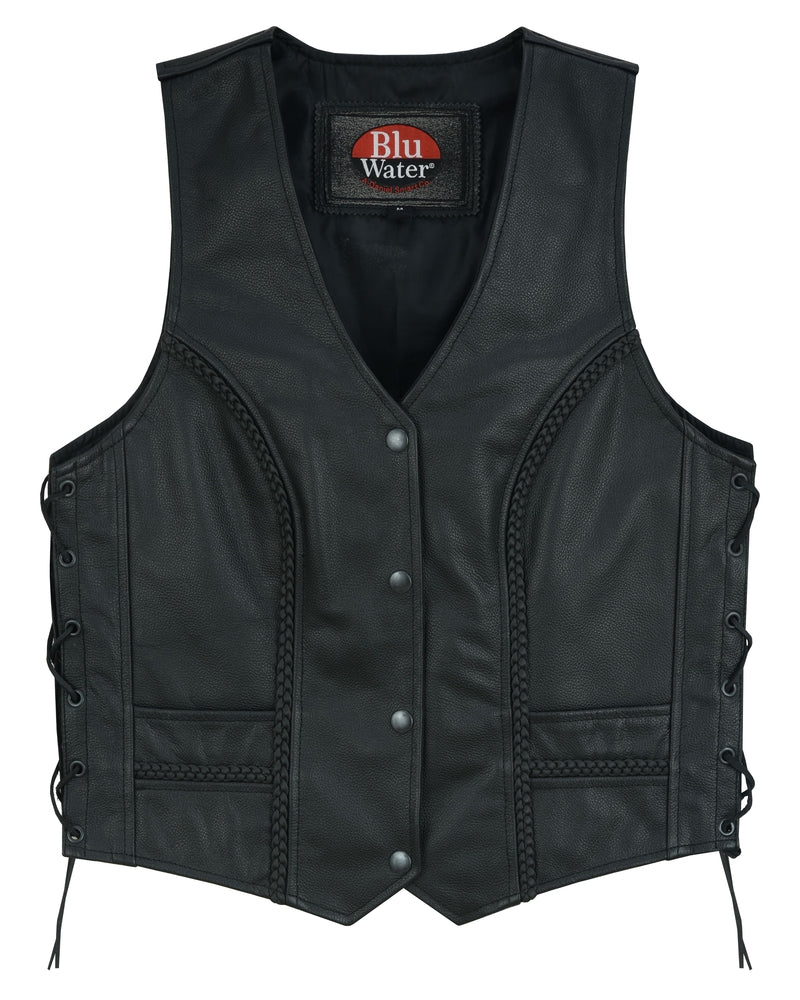 Braid - Women's Leather Vest-Womens Leather Vests-Daniel Smart Mfg - Retail