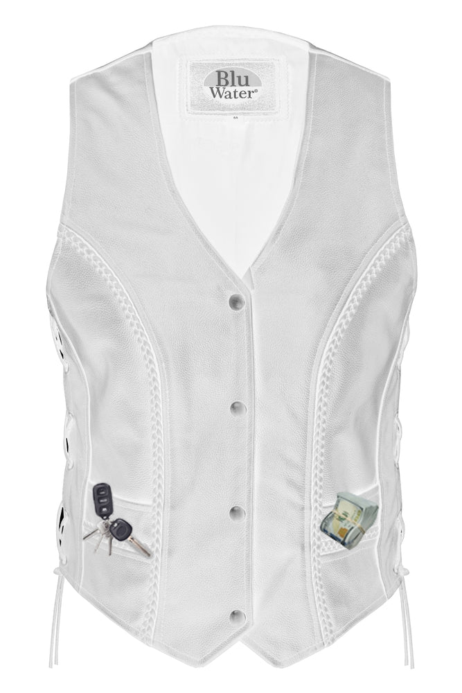 Braid - Women's Leather Vest-Womens Leather Vests-Daniel Smart Mfg - Retail