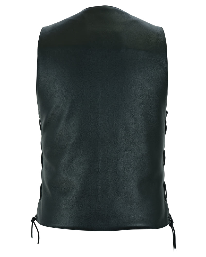 Bullock - Men's Motorcycle Leather Vest-Mens Leather Vests-Daniel Smart Mfg - Retail