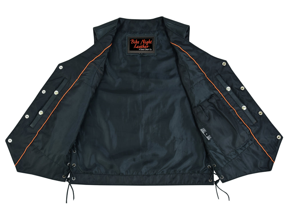 Bullock - Men's Motorcycle Leather Vest-Mens Leather Vests-Daniel Smart Mfg - Retail