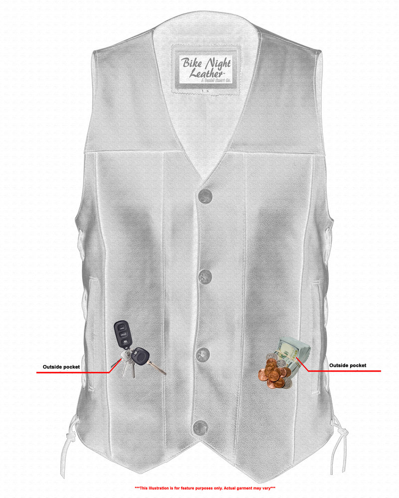 Bullock - Men's Motorcycle Leather Vest-Mens Leather Vests-Daniel Smart Mfg - Retail