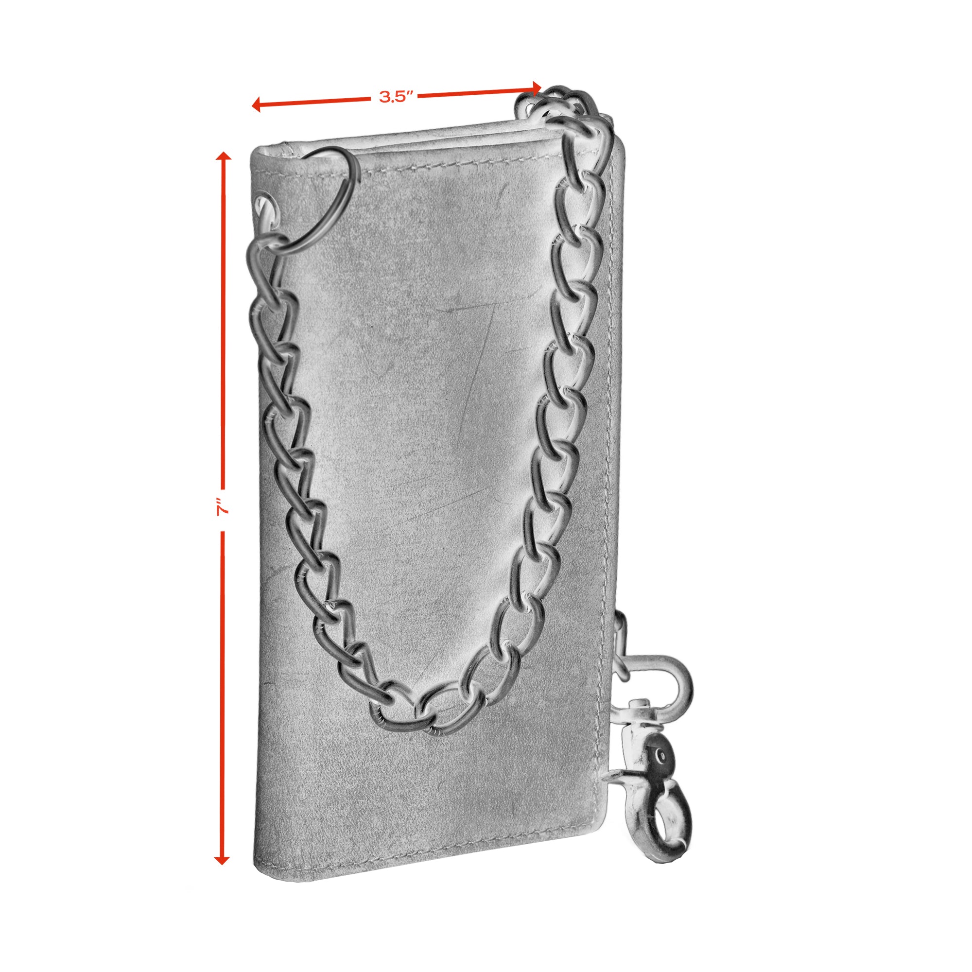 Brown Long Bi-Fold Biker Leather Chain Wallet