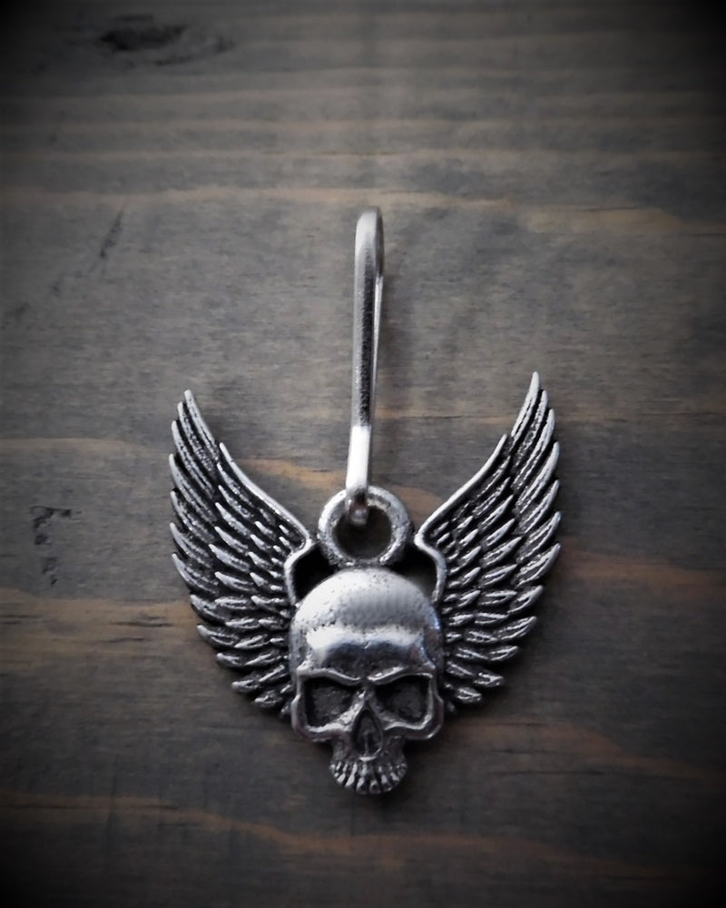 BZP-34 Skull Upwing Zipper Pull-Daniel Smart Mfg - Retail