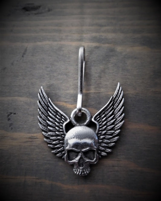 BZP-34 Skull Upwing Zipper Pull-Daniel Smart Mfg - Retail