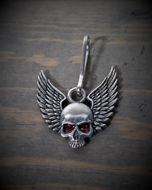 BZP-35 Skull Upwing Diamond Zipper Pull-Zipper Pulls-Daniel Smart Mfg - Retail