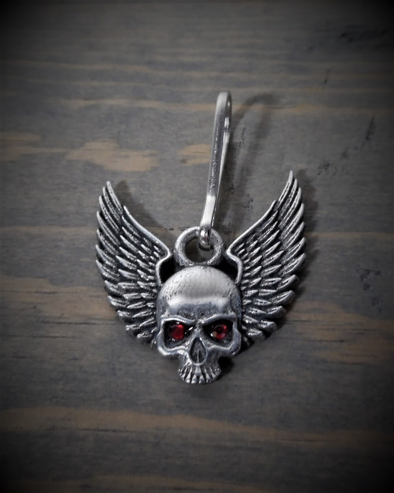 BZP-35 Skull Upwing Diamond Zipper Pull-Daniel Smart Mfg - Retail