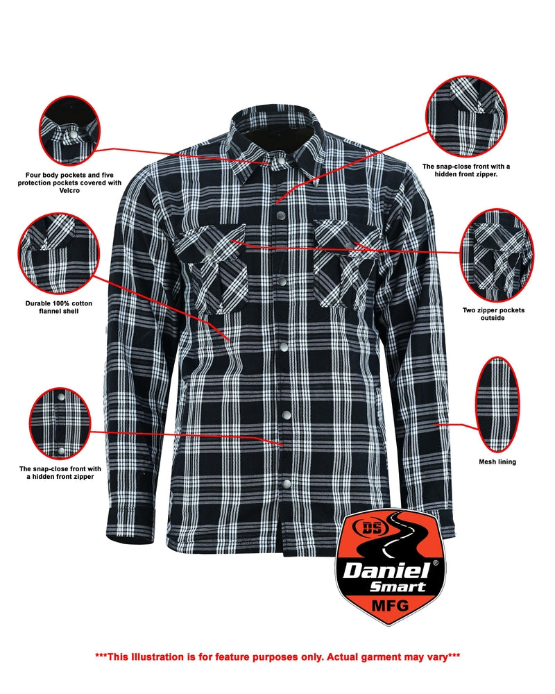 Checkered Champ Men's Black and White Armored Flannel Shirt-Daniel Smart Mfg - Retail